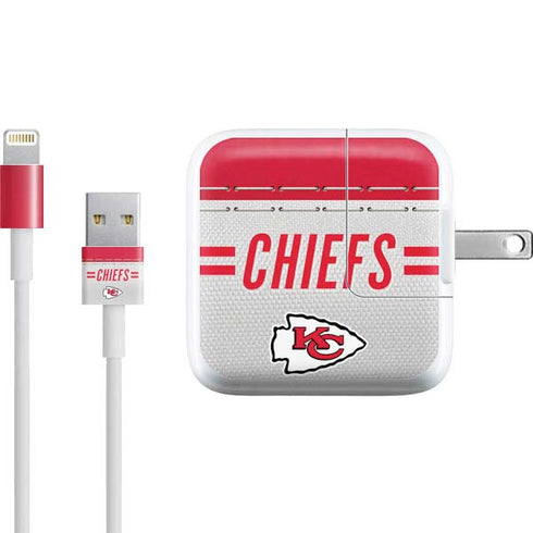 NFL Kansas City Chiefs White Striped iPad Charger (10W USB) Skin