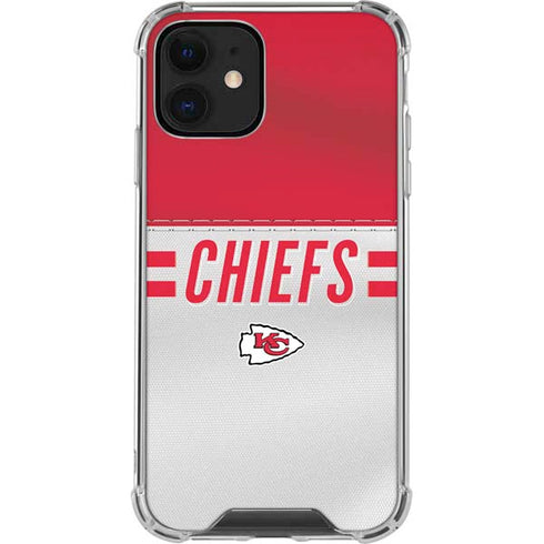 NFL Kansas City Chiefs White Striped iPhone 12 Clear Case