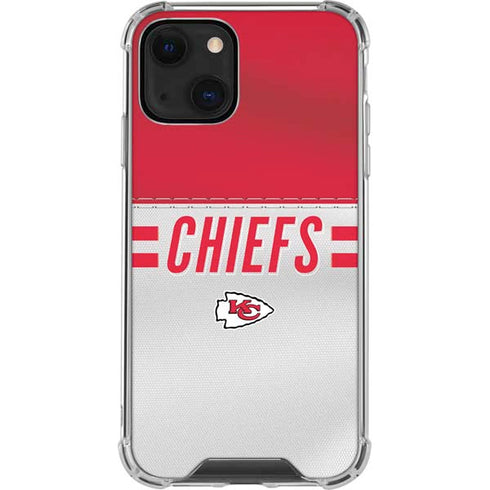 NFL Kansas City Chiefs White Striped iPhone 13 Mini Clear Case
