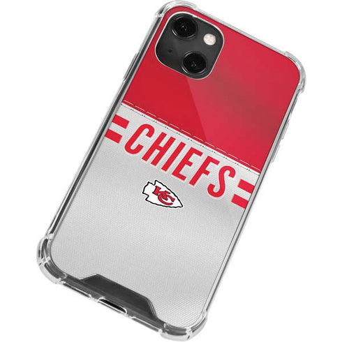 NFL Kansas City Chiefs White Striped iPhone 13 Mini Clear Case