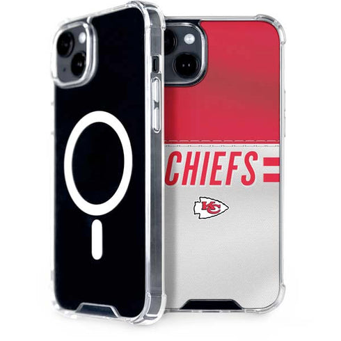 NFL Kansas City Chiefs White Striped iPhone 15 Plus MagSafe Case