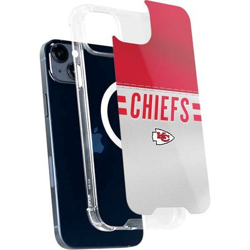 NFL Kansas City Chiefs White Striped iPhone 15 Plus MagSafe Case