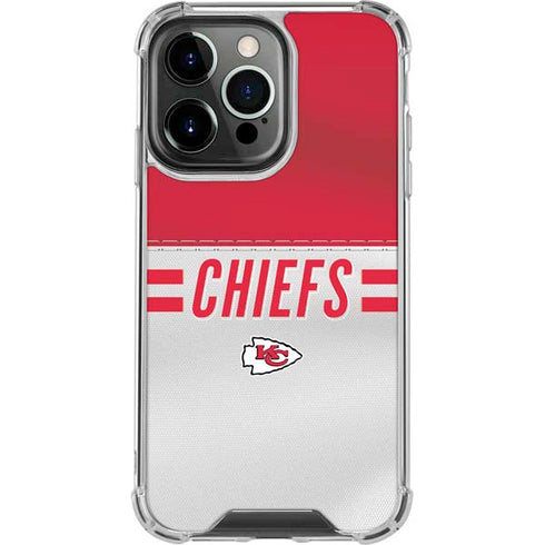 NFL Kansas City Chiefs White Striped iPhone 14 Pro Clear Case
