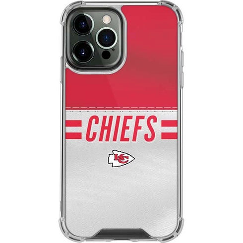 NFL Kansas City Chiefs White Striped iPhone 14 Pro Max Clear Case