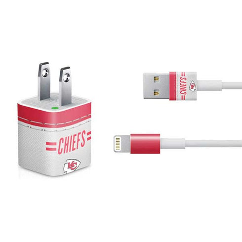 NFL Kansas City Chiefs White Striped iPhone Charger (5W USB) Skin