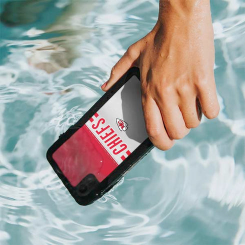 NFL Kansas City Chiefs White Striped iPhone XR Waterproof Case