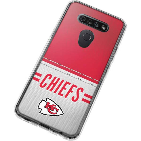 NFL Kansas City Chiefs White Striped LG K51/Q51 Clear Case