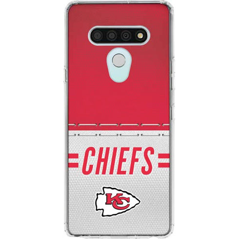 NFL Kansas City Chiefs White Striped LG Stylo 6 Clear Case