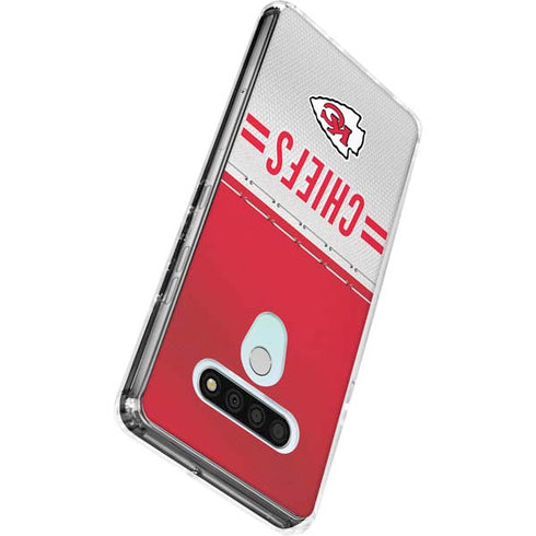NFL Kansas City Chiefs White Striped LG Stylo 6 Clear Case