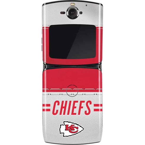 NFL Kansas City Chiefs White Striped Motorola RAZR Skin