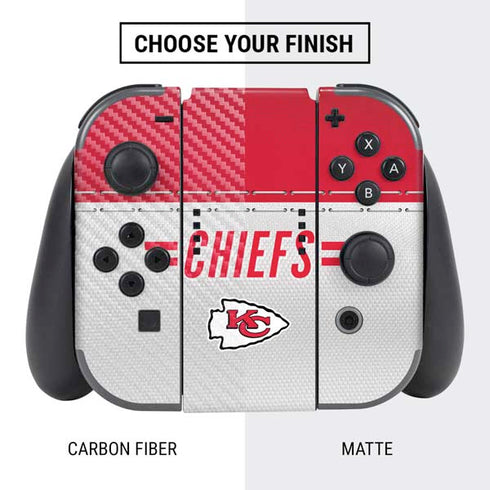 NFL Kansas City Chiefs White Striped Nintendo Switch Bundle Skin