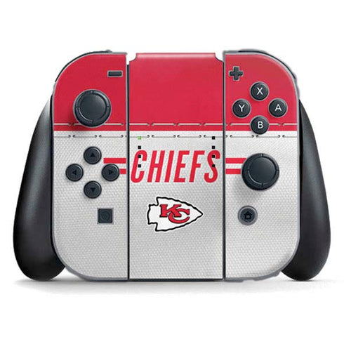NFL Kansas City Chiefs White Striped Nintendo Switch (2017-2021) Joy-Con Controller Skin