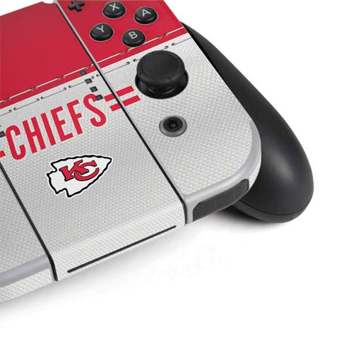 NFL Kansas City Chiefs White Striped Nintendo Switch OLED (2021) Skin