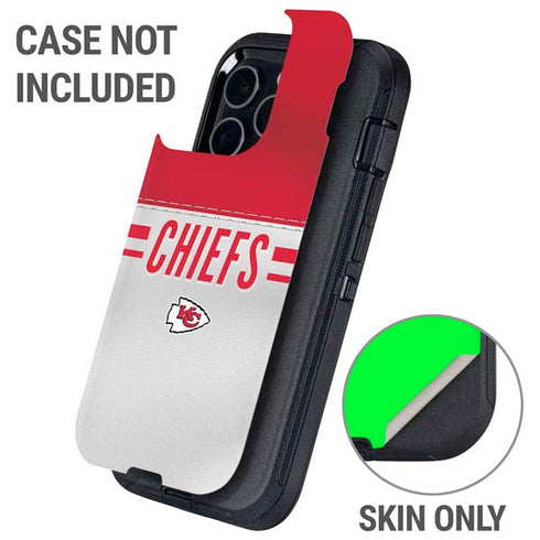 NFL Kansas City Chiefs White Striped Otterbox Defender iPhone Skin