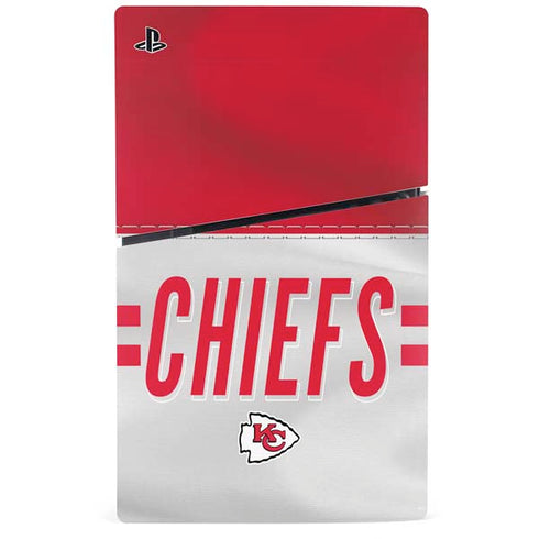 NFL Kansas City Chiefs White Striped PS5 Slim Disk Bundle Skin