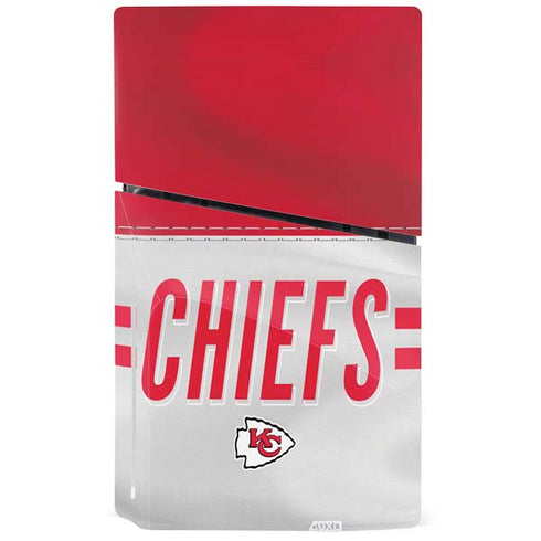 NFL Kansas City Chiefs White Striped PS5 Slim Disk Bundle Skin
