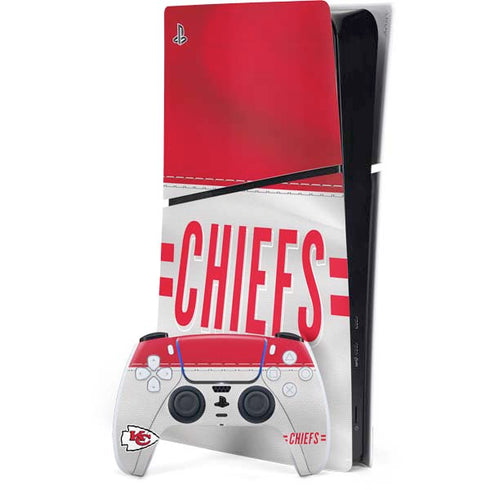 NFL Kansas City Chiefs White Striped PS5 Slim Digital Edition Console Skin