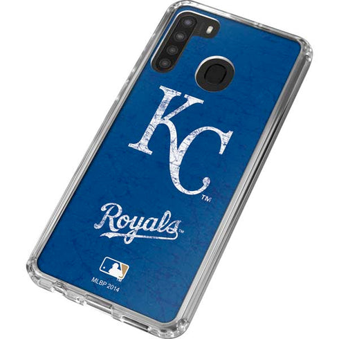 MLB Kansas City Royals - Solid Distressed Galaxy A21 Clear Case