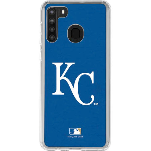 MLB Kansas City Royals - Solid Distressed Galaxy A21 Clear Case