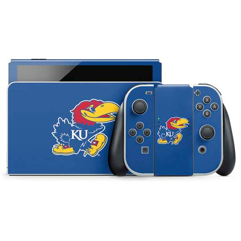 University of Kansas Jayhawks Mascot Outline Nintendo Switch OLED (2021) Skin