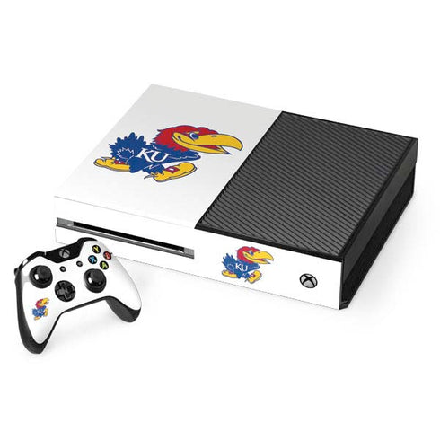University of Kansas Jayhawks Mascot Outline Xbox One Console and Controller Bundle Skin