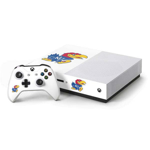University of Kansas Jayhawks Mascot Outline Xbox One S Console and Controller Bundle Skin