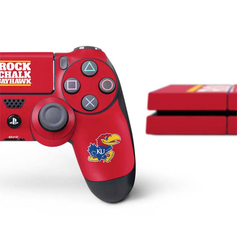 University of Kansas Rock Chalk Jayhawk PS4 Console and Controller Bundle Skin