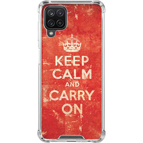 Keep Calm and Carry On Distressed Galaxy A12 Clear Case