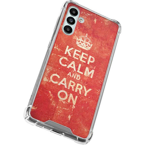 Keep Calm and Carry On Distressed Galaxy A13 5G Clear Case