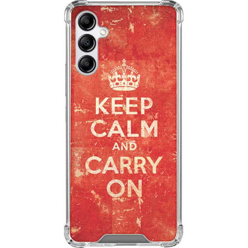 Keep Calm and Carry On Distressed Galaxy A14 5G Clear Case