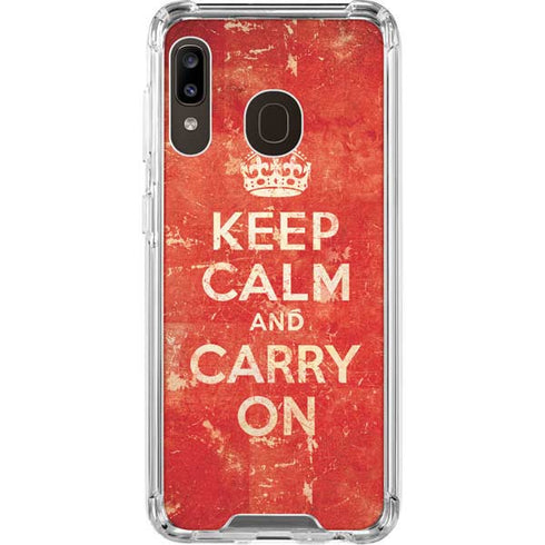 Keep Calm and Carry On Distressed Galaxy A30 Clear Case
