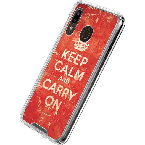 Keep Calm and Carry On Distressed Galaxy A30 Clear Case