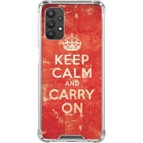 Keep Calm and Carry On Distressed Galaxy A32 5G Clear Case