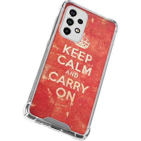 Keep Calm and Carry On Distressed Galaxy A53 5G Clear Case