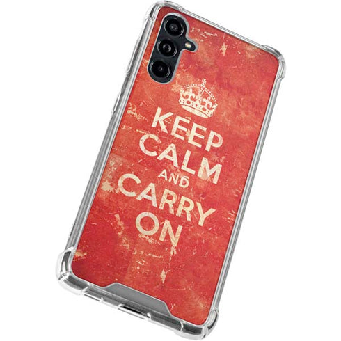 Keep Calm and Carry On Distressed Galaxy A54 5G Clear Case