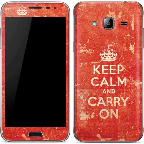 Keep Calm and Carry On Distressed Galaxy J3 Skin