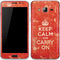 Keep Calm and Carry On Distressed Galaxy J3 Skin