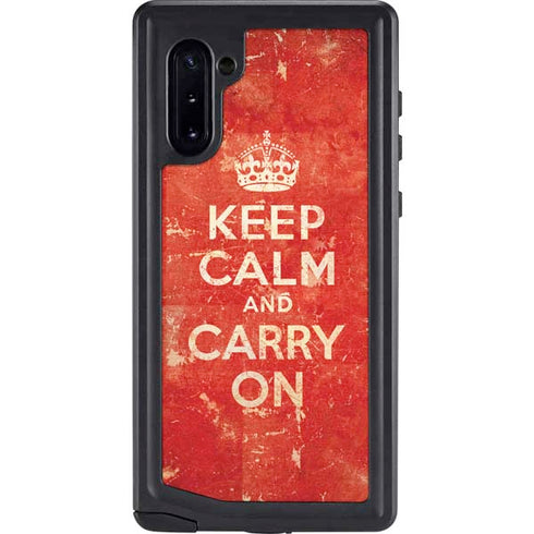 Keep Calm and Carry On Distressed Galaxy Note 10 Waterproof Case