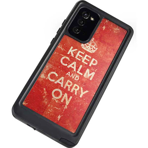 Keep Calm and Carry On Distressed Galaxy Note20 5G Waterproof Case