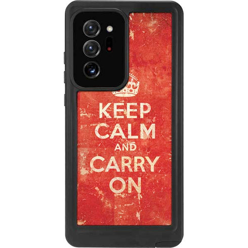 Keep Calm and Carry On Distressed Galaxy Note20 Ultra 5G Waterproof Case
