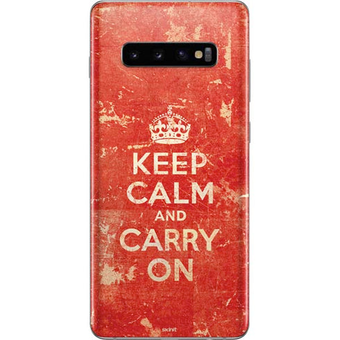 Keep Calm and Carry On Distressed Galaxy S10 Plus Skin