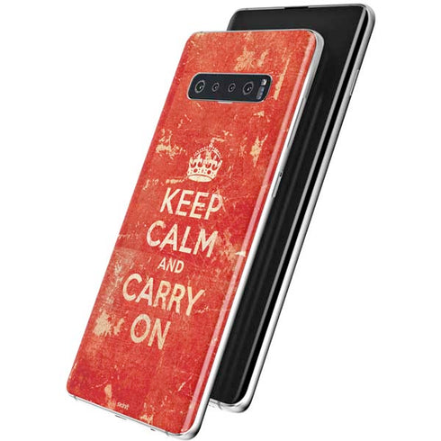 Keep Calm and Carry On Distressed Galaxy S10 Plus Skin