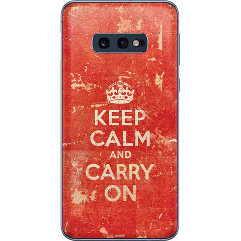 Keep Calm and Carry On Distressed Galaxy S10e Skin