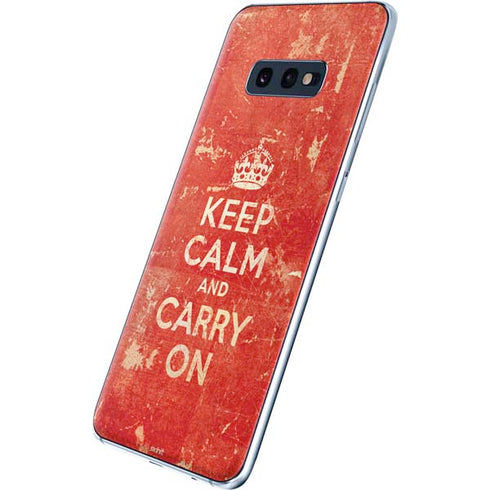 Keep Calm and Carry On Distressed Galaxy S10e Skin