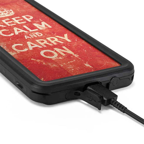 Keep Calm and Carry On Distressed Galaxy S20 Plus Waterproof Case