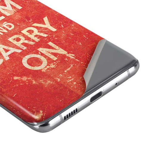 Keep Calm and Carry On Distressed Galaxy S20 Skin