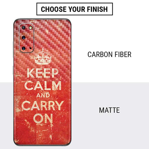 Keep Calm and Carry On Distressed Galaxy S20 Skin
