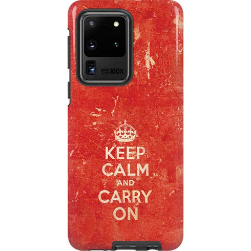 Keep Calm and Carry On Distressed Galaxy S20 Ultra 5G Pro Case