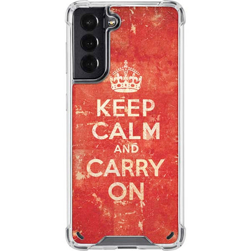 Keep Calm and Carry On Distressed Galaxy S21 5G Clear Case