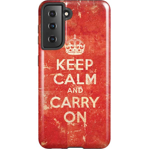 Keep Calm and Carry On Distressed Galaxy S21 5G Pro Case